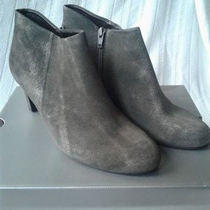 Gabor Booties Gray Velour Sparkle Ankle Side Zip